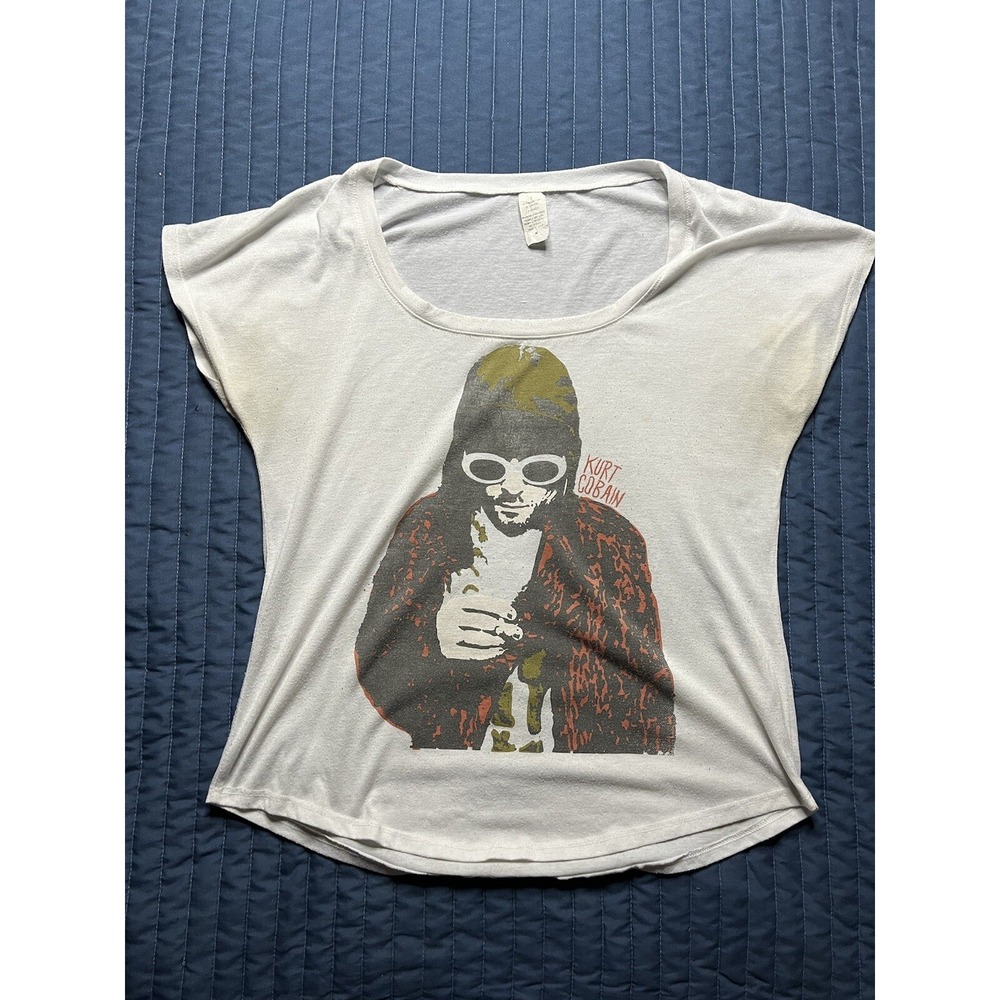 Vintage Kurt Cobain Sleeveless T Shirt Women's Size Medium White Made In The USA